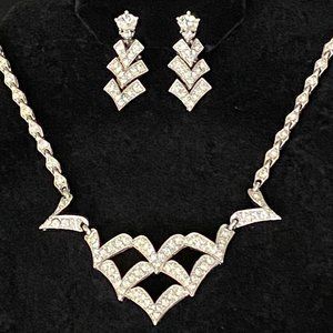 Vintage BOGOFF Sparkling Crystal Necklace & Earring Set - Stunning!